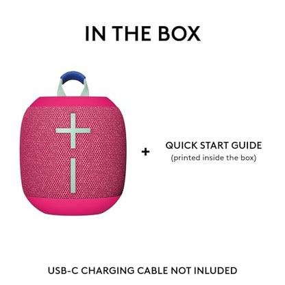 Ultimate Ears WONDERBOOM 4 Portable Waterproof Speaker - Pink | Balanced 360-degree sound and bass, dustproof floating design, 131ft (40m) wireless range - color: Pink