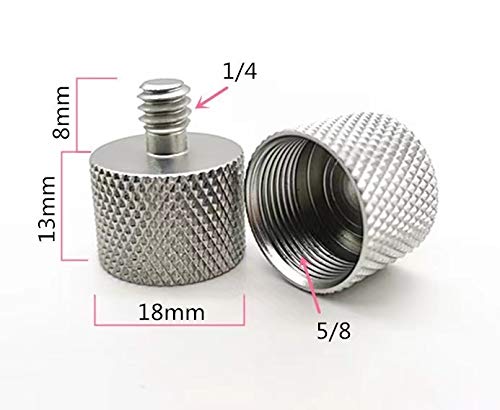 Mic Stand Adapter 5/8 to 3/8 and 5/8 to 1/4 Mic Thread Screw Adapter Combo Pack For Microphone Mounts and Stands 2 Pack