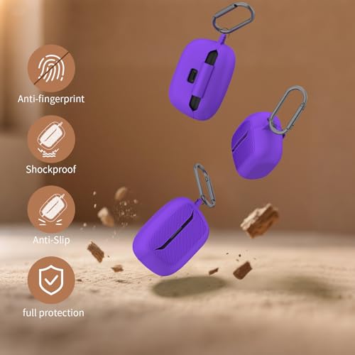 OAJ Soft Silicone Protective Case Cover for JBL Endurance Race 2, Front LED Visible, Compatible with JBL Endurance Race 2 Charging Case with Carabiner & Cleaner kit(Purple) - color: Purple