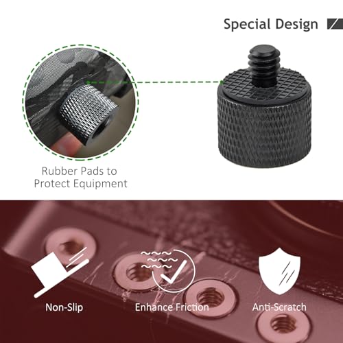 Camera Screw Adapter 8 Pieces Thread 1/4" Male to 3/8" Female and 3/8" Male to 1/4" Female Adapter with Rubber Pad for Camera Monitor, Tripod, Mount