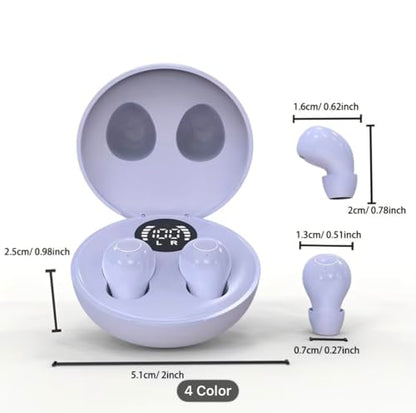 Invisible Wireless Earbuds for Sleep & Work, Mini Noise-Reducing Bluetooth Earphones, Comfortable in-Ear Design with Charging Case - color: Purple