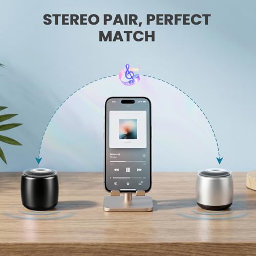 Best Mini Portable Bluetooth Speaker with HD Sound & Bass I Smallest Wireless Bluetooth Speakers for Phone/PC/Tablet I Photo Selfie Button Answer Phone Calls I Cute Tiny Speaker - color: Black