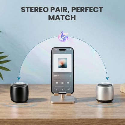 Best Mini Portable Bluetooth Speaker with HD Sound & Bass I Smallest Wireless Bluetooth Speakers for Phone/PC/Tablet I Photo Selfie Button Answer Phone Calls I Cute Tiny Speaker - color: Black