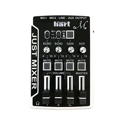 Maker Hart Just Mixer M 4 Channel Compact Microphone Mixer/2 Mic IN/2 Stereo IN/Mic Power/USB Audio IN&OUT