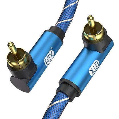 EMK 90 Degree to 90 Degree Subwoofer Cable RCA Cable Male to Male Digital Coaxial Audio Cable for Subwoofer, TV, Sound Bars, Amplifier,Speaker(3FT/1M) - size: 3FT/1M, style: 90 Degree to 90 Degree