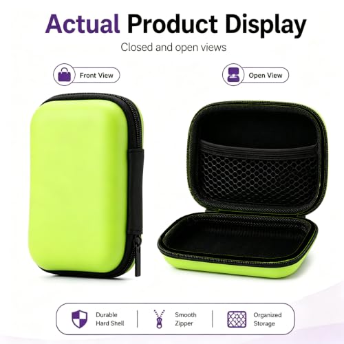 Headphone Case Hard Edge Zipper Bag Compact Portable Headset Storage Bag for Wireless,Headphones Earbuds Cables Charging Cable Travel Waterproof Commuting Home - color: Green
