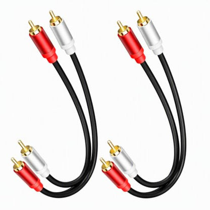 2-Pack 1FT Short 2RCA to 2RCA Stereo Audio Cable | DuMale to Male Interconnect for Home Theater, Speakers Receivers