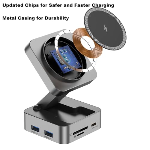 10-in-1 Portable USB-C Hub with Wireless Charger, 4K HDMI, Made with Aluminum Alloy Casing for Durability, Compatible with Mac, Windows, Compact and Lightweight USB C Docking Station for Travel