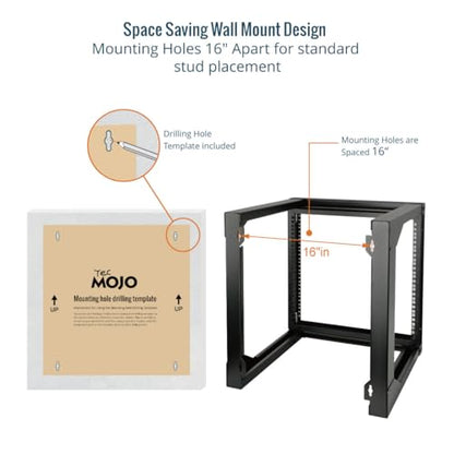 Tecmojo 9U Wall Mount Rack, Server Rack,Open Frame Server Rack,Network Rack for 19inch Computer/AV/Data/IT/Media Equipment,18inch Depth,16inch Apart Mounting Holes,Swing Gate,Square and Tapped Holes - size: 9U/18" Depth (New)