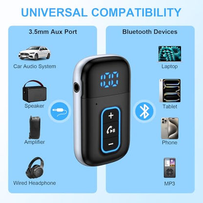3.5mm Aux Bluetooth Car Adapter, Wireless Audio Receiver for Car/Speaker