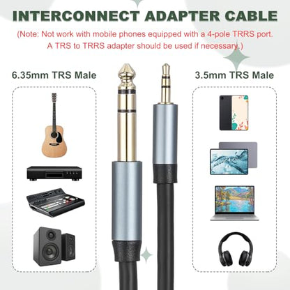 MECCANIXITY 1/4" to 1/8" Stereo Audio Cable, 16FT 6.35mm Male to 3.5mm Male Patch Cord Interconnect Adapter Cable for Laptop, Home Theater Devices, Black - size: 16FT