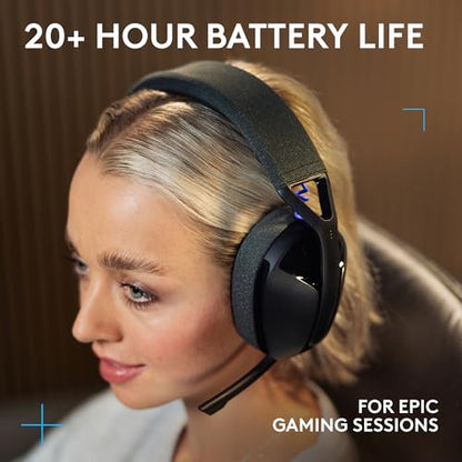 Logitech G321 Lightspeed Wireless Gaming Headset - Black | Dynamic Comfort and fit, 16 kHz Boom mic, 20+ hrs Battery, for PC - color: Black