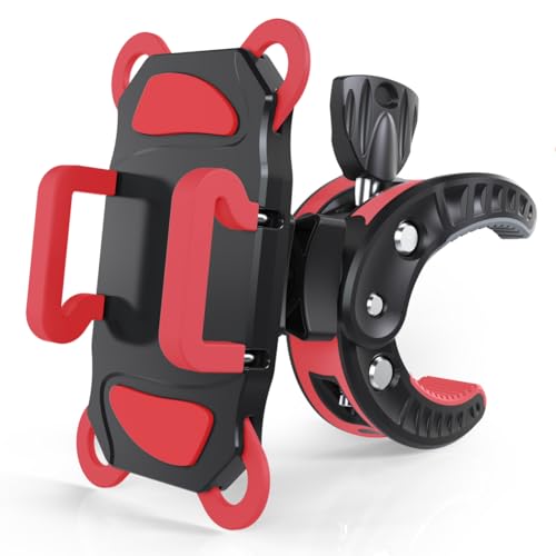 Crescendo CR-30 SlimClip Mic Stand Phone Holder, iPhone Clamp Mount, Pole Phone Mount, Microphone, Music or Drum Stand, Mic/Phone Clip - for iPhone, Samsung Galaxy, Pixel, Any Smartphone (Red) - color: Red