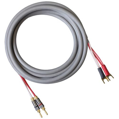Blue Jeans Cable Canare 4S11 Speaker Cable, with Ultrasonically-Welded Conventional (Non-Bi-Wire) Terminations, (One Cable - for one Speaker); Assembled in The USA (6 Foot, Grey, Bananas to Spades) - color: Grey, size: 6 foot, style: Bananas to Spades
