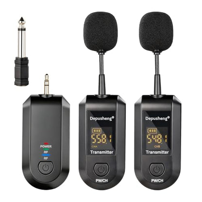 Depusheng 2.4G Wireless Microphone Headset,Lavalier and Handheld Mic 160ft Range,with 1/8''&1/4'' Plug for PA System,Voice Amplifier (lavalier Microphone) - size: lavalier microphone