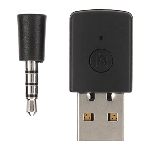 POCREATION Bluetooth USB Adapter for PS5 Gaming, Dual Mode Wireless Audio Transmitter Receiver, Plug & Play Bluetooth Dongle for Console Voice Chat, PS5 Controller, PC, 3.5mm Mic, Long Range