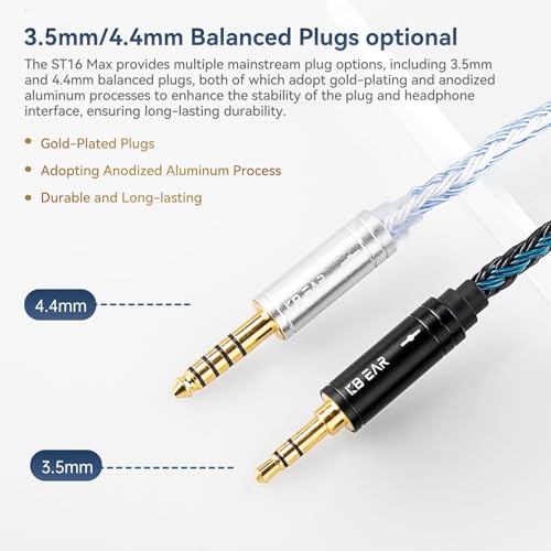 keephifi 5ft 2 Pin IEM Cable 4.4mm, KBEAR ST16-Max 1.5m in Ear Monitor Cable Earbud Wire, 16-Strand SPC Headphone Cable for Truthear Hexa/HOLA/Zero, Moondrop Blessing/Aria/Stellaris, Simgot EW100P - color: Silver, style: 4.4 2PIN