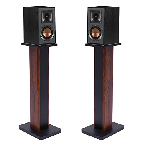 Universal Speaker Stands Pair for Surround Sound, 28" Floor Speaker Stands Bookshelf Speaker Stand Up to 30LBS for Home Theater (Yellow Sandalwood) - color: Yellow Sandalwood