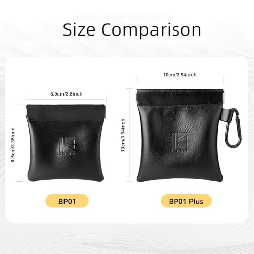 2PCS KBEAR BP01 Plus in Ear Monitor Case for IEMS, Mini Portable PU Leather Headphones Case with Spring-Loaded Closure for KZ ZS10 PRO, ZAR, ZAS, Earbuds, IEMs Cable, Eartips (Black, Medium - 2PCS) - size: MEDIUM - 2PCS