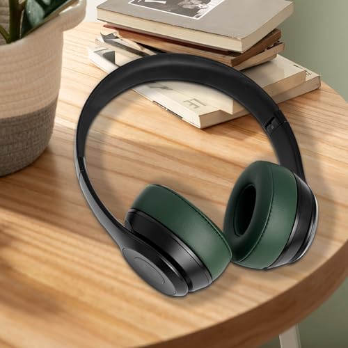Solo 2 Solo 3 Ear Pad Replacement, GVOEARS Earpad Cushions for Beats Solo | Soft Leather Noise Isolation Memory Foam (Blackish Green) - color: Blackish Green