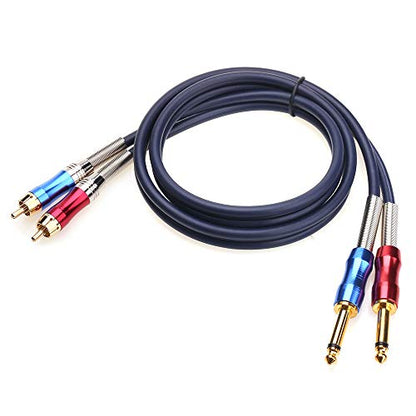 Dual 1/4 inch TS to Dual RCA Stereo Audio Interconnect Cable Patch Cable Cords -9.8 ft - size: 10 feet
