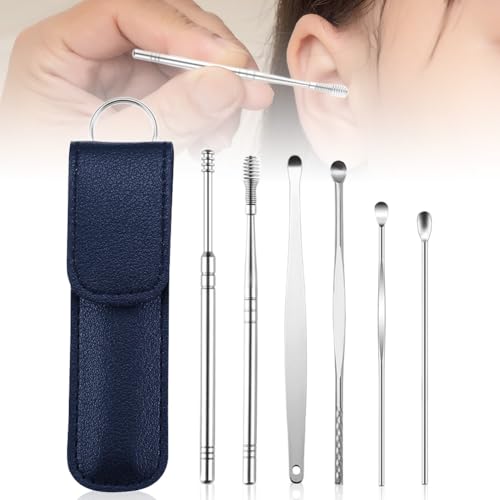 Runsgo Ear Cleaner,The Most Professional Ear Cleaning Master in 2024,Ear Cleaning Kit,Ear Cleaner Earwax Removal Tools with Pu Leather Case (Blue) - color: Blue