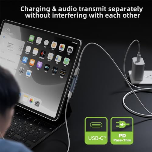 xiwai Type-C USB-C to 3.5mm Audio DAC AUX Music 16bit 48kHz & 100W PD Power Adapter for Phone Laptop Tablet 2 in 1 USB C Audio Charger Converter - style: USB-C to PD100W+DAC 3.5MM 48khz