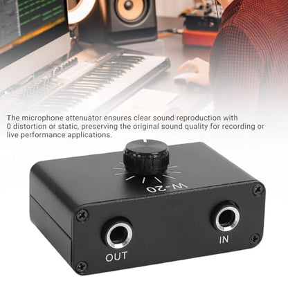 Zunate Line Volume Attenuator, 6.35mm 1/4 Inch Inline Audio Level Controller with Knob, Passive Signal Adjuster for Dynamic Microphones, Guitars, Keyboards, Studio Monitor Line Control