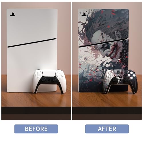 PlayVital Full Set Skin Sticker for ps5 Slim Console Disc Edition (The New Smaller Design), Vinyl Skin Decal Cover for ps5 Controller & Headset & Charging Station & Media Remote - Killing Clown - color: Killing Clown