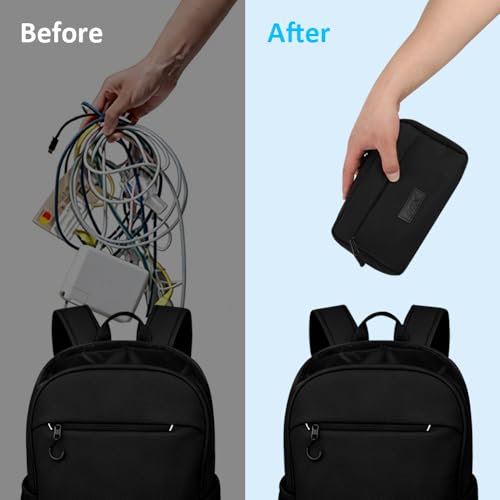 GOX Travel Cable Organizer Bag, Small Tech Pouch for Electronics, Black - color: Black
