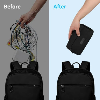 GOX Travel Cable Organizer Bag, Small Tech Pouch for Electronics, Black - color: Black