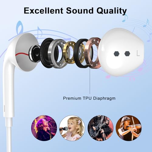 Wired Earbuds,2Pack Headphones Earbuds Wired 3.5mm in-Ear Earphones Noise Isolating Earphones with Microphone for iPhone, iPod, iPad, MP3,Samsung, Lightweight Earbuds with Volume Control Call