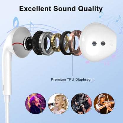 Wired Earbuds,2Pack Headphones Earbuds Wired 3.5mm in-Ear Earphones Noise Isolating Earphones with Microphone for iPhone, iPod, iPad, MP3,Samsung, Lightweight Earbuds with Volume Control Call