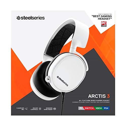 SteelSeries Arctis 3 - All-Platform Gaming Headset - For PC, PlayStation 4, Xbox One, Nintendo Switch, VR, Android, and iOS - White - color: White, style: Arctis 3