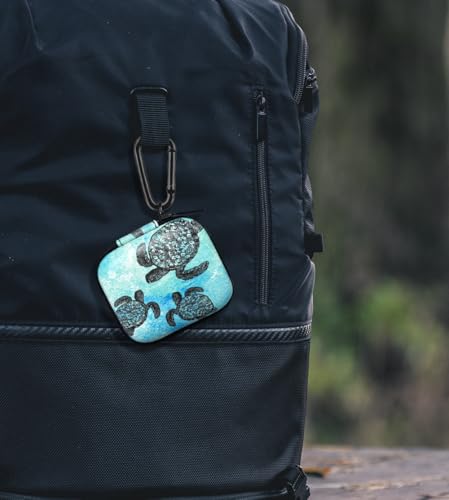 WIRESTER Portable Wireless Headphone Case, Earphone Storage Bag Carrying Case, Earbud Holder with Carabiner Compatible with Raycon Fitness Bluetooth True Wireless Earbuds - Ocean Sea Turtles - color: Ocean Sea Turtles