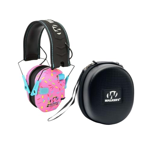 Walker's Razor Slim Electronic Earmuffs | Protective Case - color: Pink Sprinkles