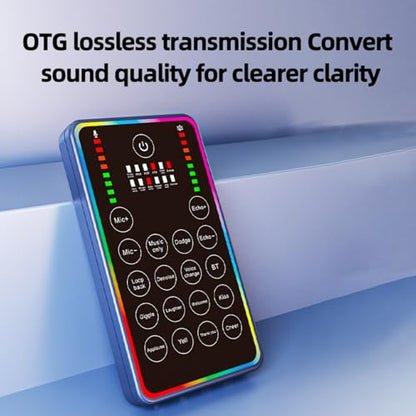 Portable Sound Card, Small Handheld Sound Card Set for Podcasting,HD Sound External Sound Card for Live Streaming/Karaoke/Gaming,Voice Changer Sound Card for Android/iOS/Windows