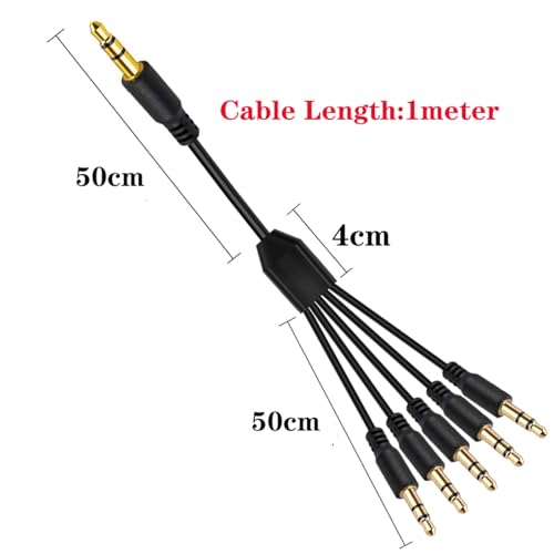 DC3.5mm Headset Splitter Audio Extension Cable,3.5mm to Dual Headphone Cord | 1 to 2 Way 1/8" TRS male to 2 male Stereo Jack Adapter for Smartphone,Computer,Mp3,Earphone,Speakers (1meter) (5 Way) - style: 5 Way
