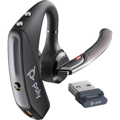 Poly Voyager 5200 UC Bluetooth Headset 7K2F3AA Bundle with Goby Labs Cleaner, Fiber Cloth, Ear Tips, Case, Cable | For Calls, Meetings & Communication | Includes Case + Cleaner + Microfiber Cloth + Charging Cable (7K2F3AA)