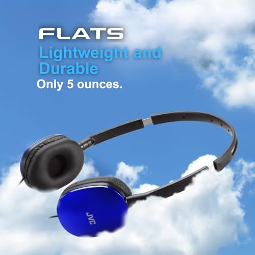 JVC HAS160A Flat Headphones - Blue | Flat Foldable Design, 30mm Driver, Soft Ear-Pads, Steel Headband, 3.5mm Slim Plug - color: Blue, style: No Mic
