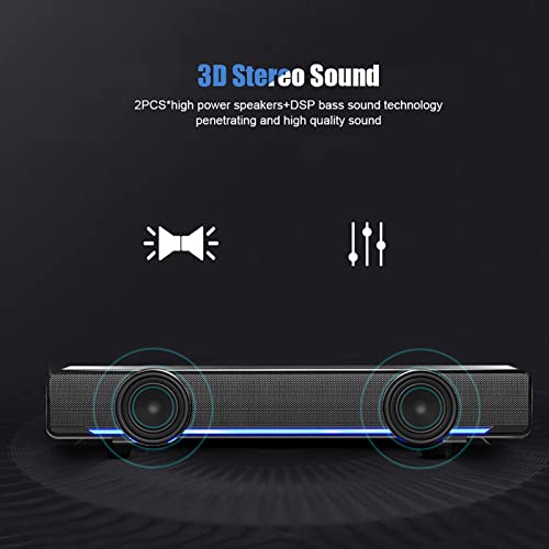 Computer Speakers Dolby Surround Computer Sound for Desktop Player Bass Surround Sound Box Tv Bass to Fit Any 3.5mm Input for Laptops PC Cellphones USB Wired Stereo Soundbar Music
