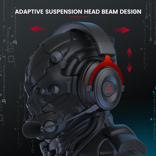 EKSA E900 Gaming Headset with Microphone - PC Headset with Detachable Noise Canceling Mic, 3D Surround Sound, Wired Headphone for PS4, PS5, Xbox, Computer, Laptop, Switch, Handheld (3.5MM Jack) - color: Red