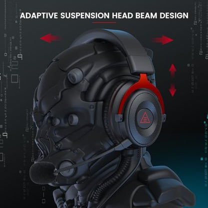 EKSA E900 Gaming Headset with Microphone - PC Headset with Detachable Noise Canceling Mic, 3D Surround Sound, Wired Headphone for PS4, PS5, Xbox, Computer, Laptop, Switch, Handheld (3.5MM Jack) - color: Red