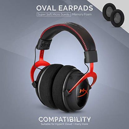 Micro Suede Replacement Ear Pads for HyperX Cloud & Alpha, ATH M50X, Steelseries Arctis, Logitech G Pro & More Headphones, Soft Velour, Memory Foam & Long Lasting Earpads by Brainwavz - color: Black Micro Suede