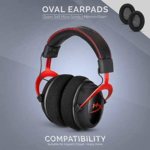 Micro Suede Replacement Ear Pads for HyperX Cloud & Alpha, ATH M50X, Steelseries Arctis, Logitech G Pro & More Headphones, Soft Velour, Memory Foam & Long Lasting Earpads by Brainwavz - color: Black Micro Suede