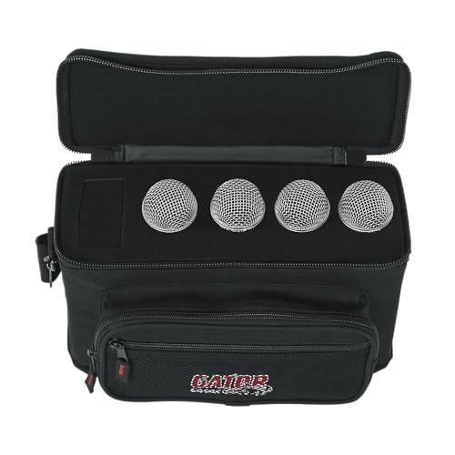 Gator Cases Padded Microphone Carry Bag; Holds up to (4) Wired Microphones. (GM-4) - size: (4) Wired Microphones (Nylon), style: (4) Wired Microphones (Nylon)