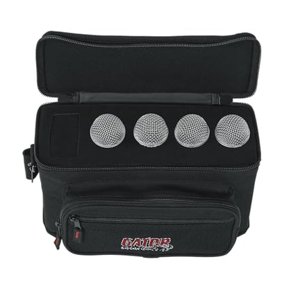 Gator Cases Padded Microphone Carry Bag; Holds up to (4) Wired Microphones. (GM-4) - size: (4) Wired Microphones (Nylon), style: (4) Wired Microphones (Nylon)