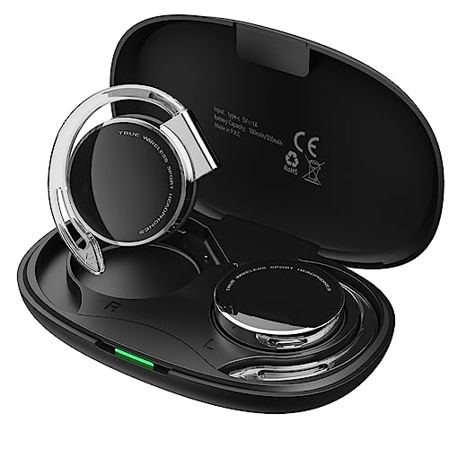 Micool Clip on Headphones Bluetooth V5.3, On Ear Headphones Wireless with Earhooks, Open Ear Sports Headset Bluetooth with 4 Microphones, Earphones Noising Cancelling/Long Battery Life - color: grey&silver&black