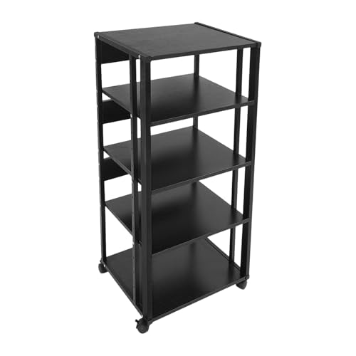 5-Tier Adjustable AV Media Stand with Wheels, Heavy Duty Audio-Video Media Rack, Amplifier, DVD Player Equipment Shelf, Home Theater Storage