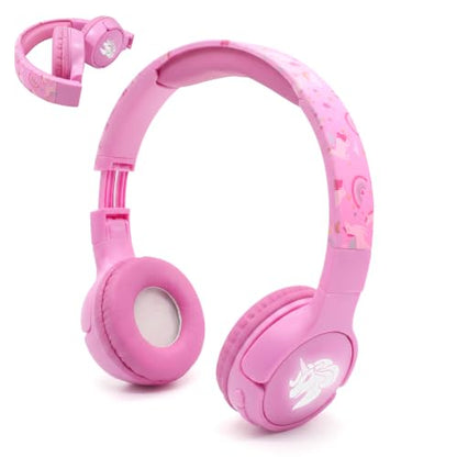 Kids Safe Wireless Light Up Headphones, Foldable Tangle-Free 3.5mm Jack, Volume Limiting 85/94dB, Over-Ear with Microphone for School/Toddlers/Teens/Boys/Girls/Ipad/Tablet/Kindle/Phones/Travel/Plane - color: Purple